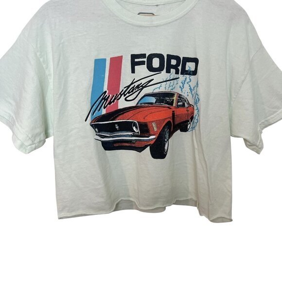 FORD Official Vintage Mustang Crop Top Tee Shirt Size Medium Large Graphic Retro - Picture 5 of 8